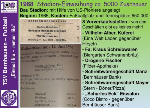 101 Jahre lila Fußballgeschichte 1968 -  Stadion-Einweihung