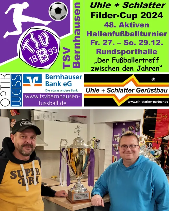 Neuer Namensgeber für Aktiven-Hallenturnier: Uhle+Schlatter–Filder-Cup 2024