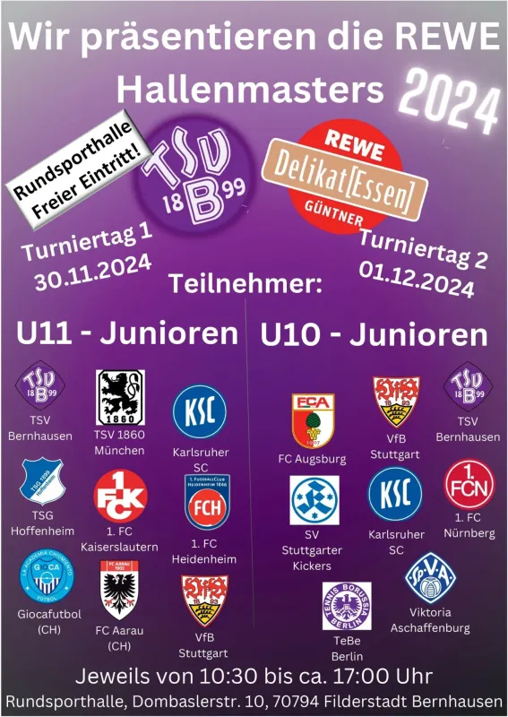 REWE Güntner– Hallenmaster U11 Spielplan Sa. 30.11.24 Rundsporthalle