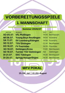 Vorbereitung 1. Mannschaft